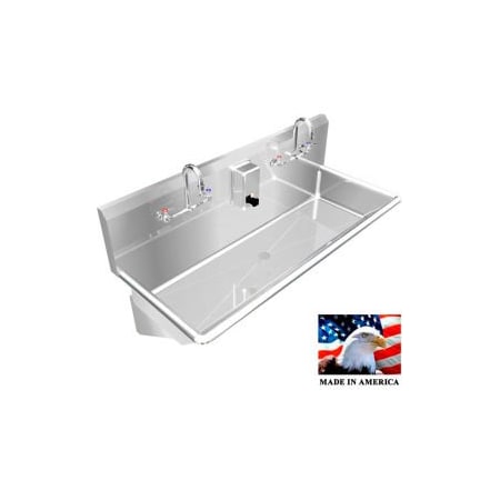 Best Sheet Metal. BSM Inc. Stainless Steel Sink, 2 Station w/Manual Faucets Wall Mounted 48" L X 20" W X 8" D 021M48208B
